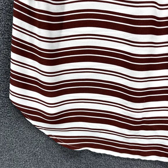 Soho Jeans NY & Co Top Womens Small Red White Striped Short Sleeve Cold Shoulder - Picture 10 of 15